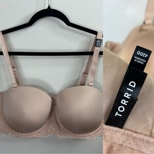 Torrid NWT Beige Lace Bra 42DD Multi Way Straps Sexy Padded Feminine Plus Size
